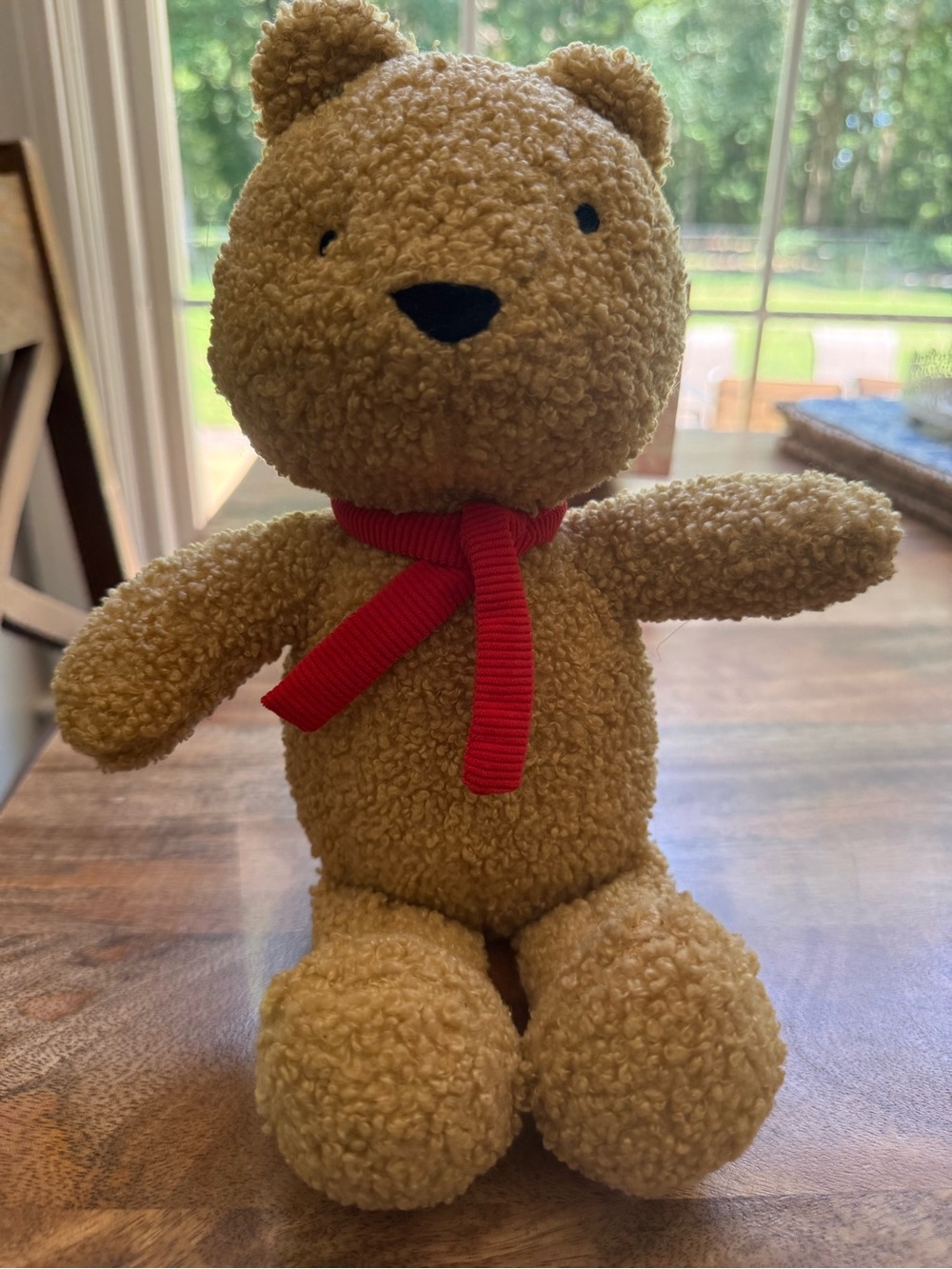 cloud island Tan Curly Teddy Bear with Red Scarf
